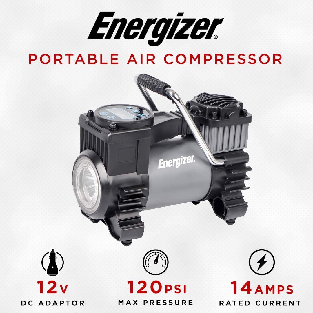Amazon | Energizer エアコンプレッサー 携帯用 タイヤ空気入れ、12V